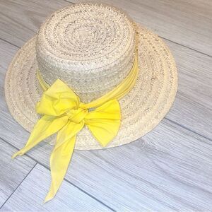 Straw Hat with Yellow Bow